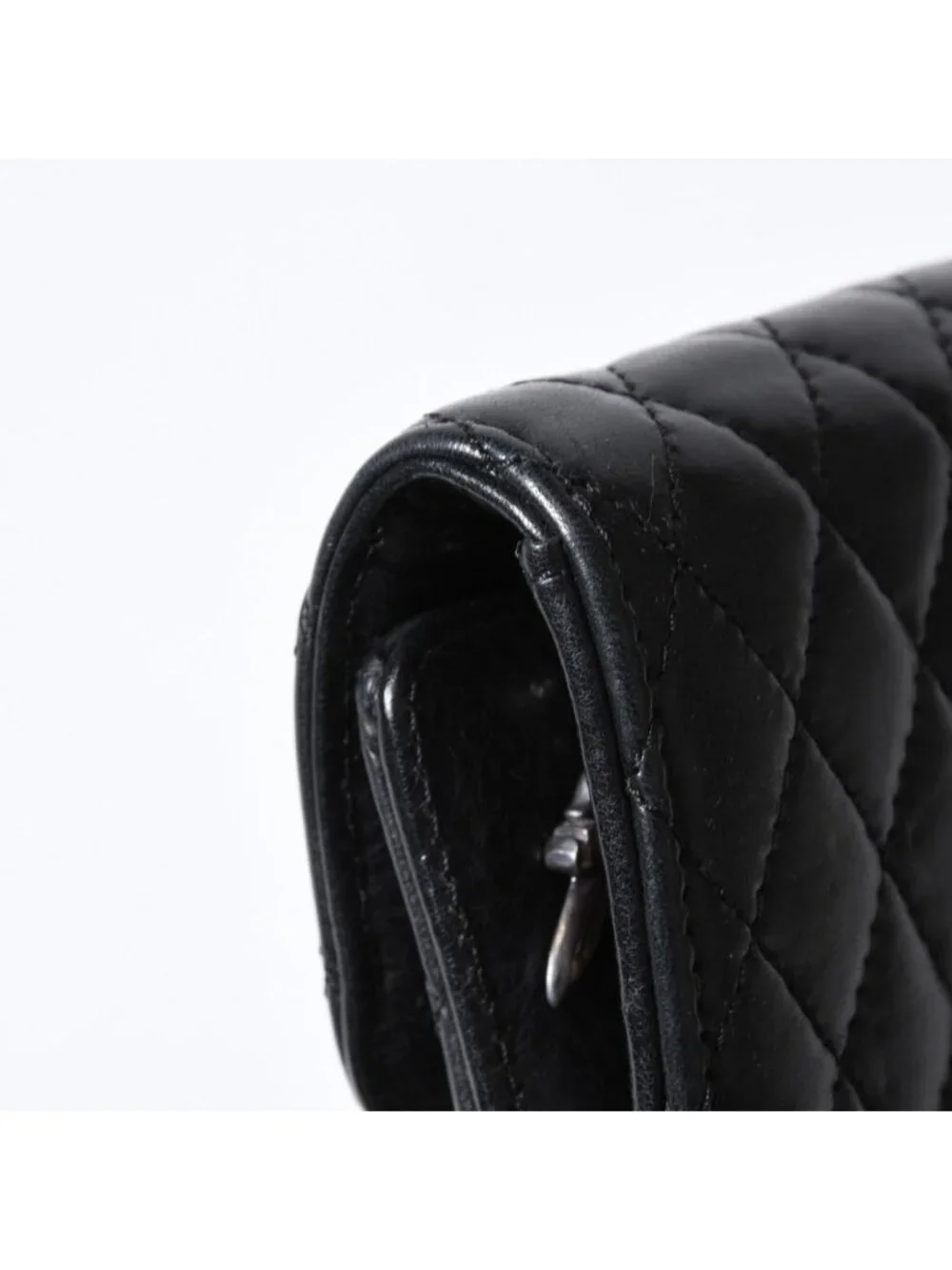 Chrome Hearts Quilted Leather Wallet BS Flare Lambskin Black